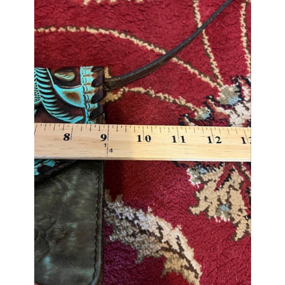 Patricia Nash Tooled Leather Crossbody Bag Turquoise Floral Western Boho - Picture 4 of 12
